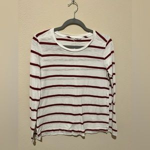 Madewell Striped Long Sleeve Shirt Blouse Red White Womens Size S